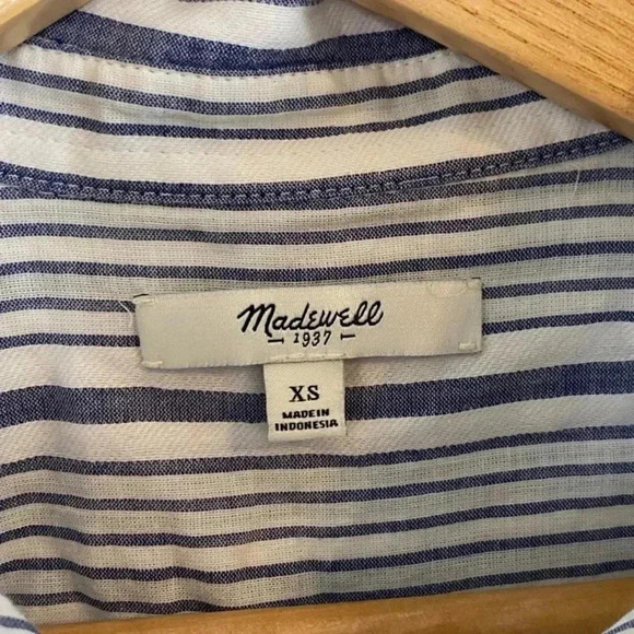 Madewell Womens Striped long sleeve Front Tie blouse - Picture 2 of 6